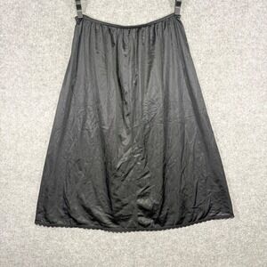 Adonna Half Slip Women XXL Black Lace Trim Nylon Underwear Skirt Liner